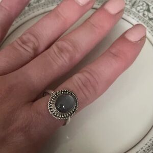 Sterling Silver Ring with Gray Stone